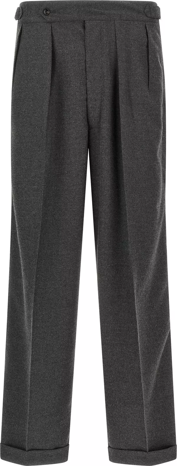 Gray Polyester Casual Pants