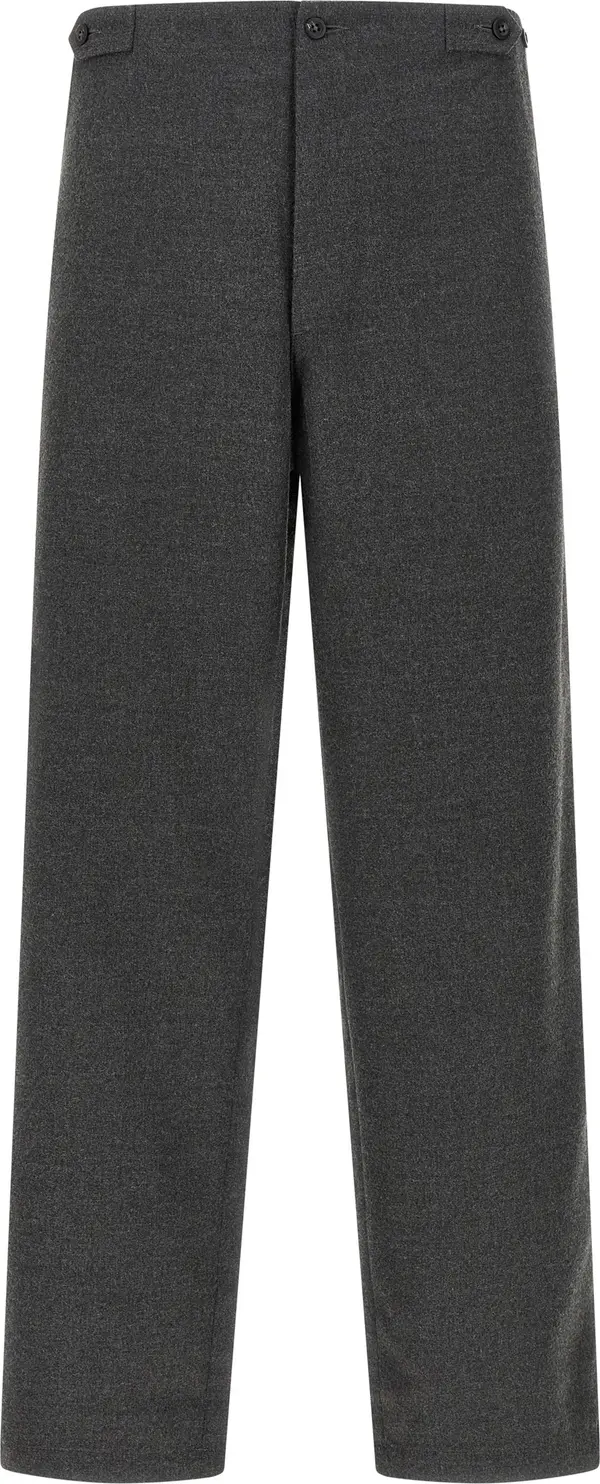 Gray Polyester Casual Pants