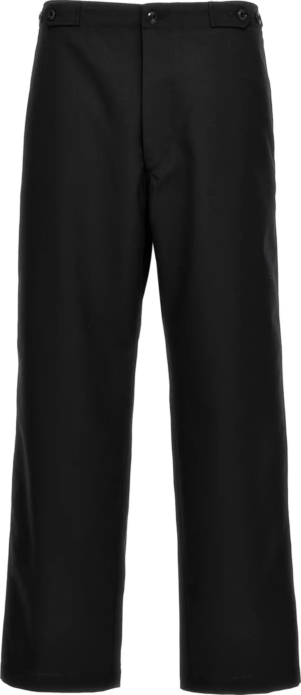 Black Polyester Casual Pants
