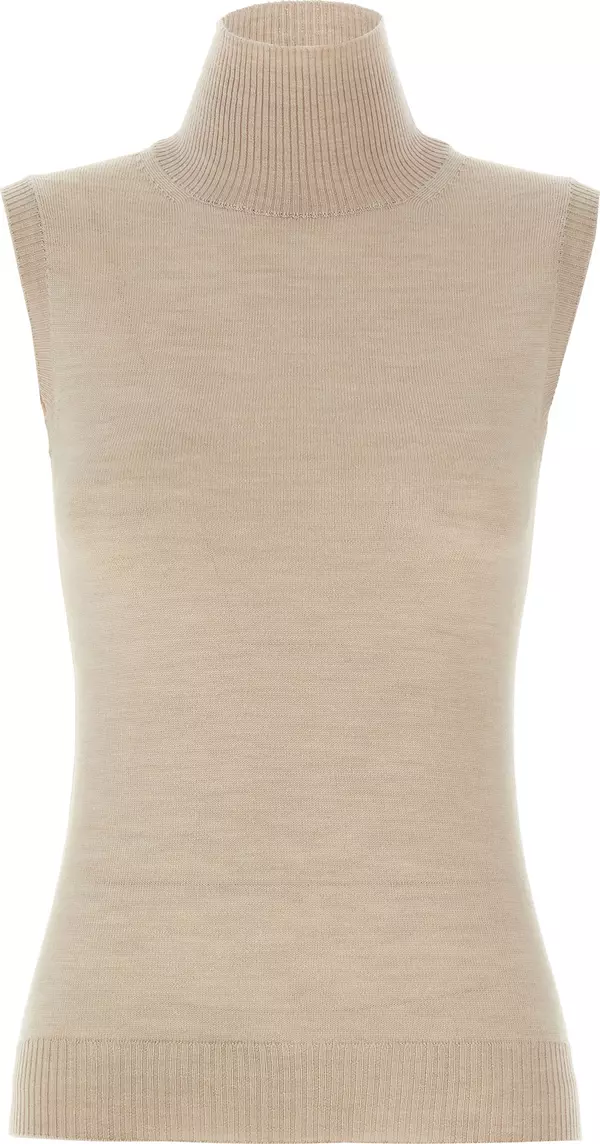 Beige Virgin Wool Cardigan