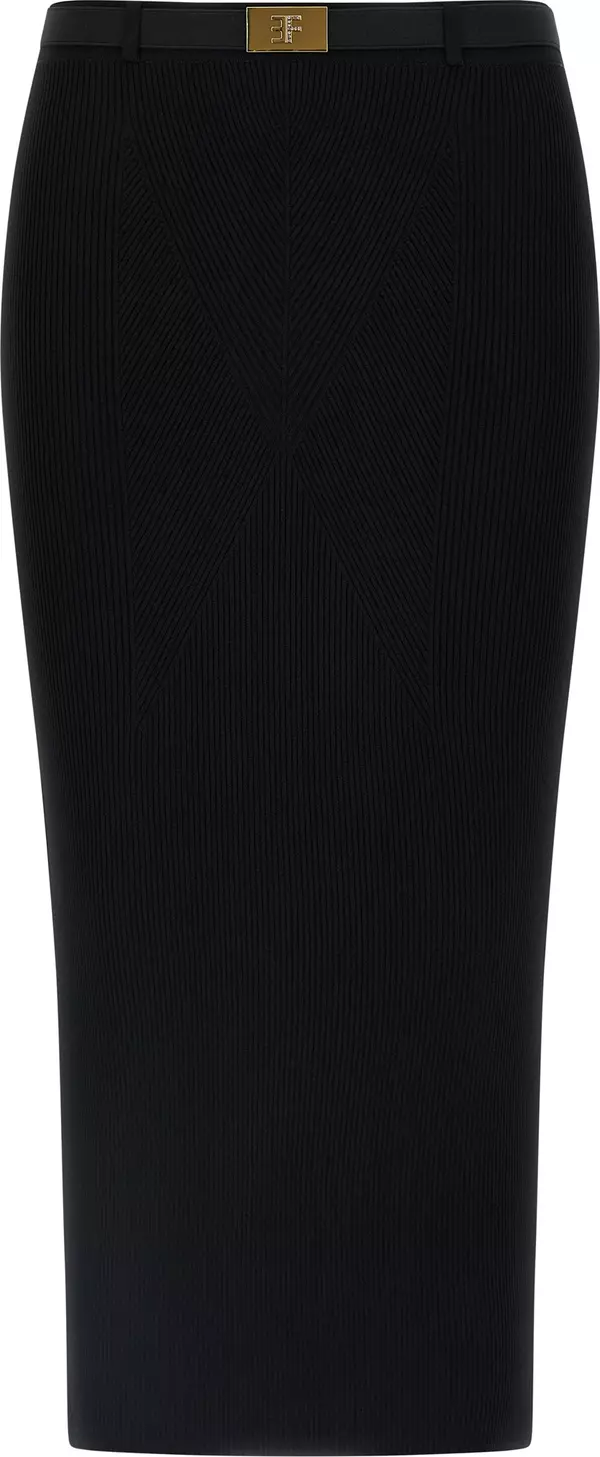 Black Viscose Midi Skirt