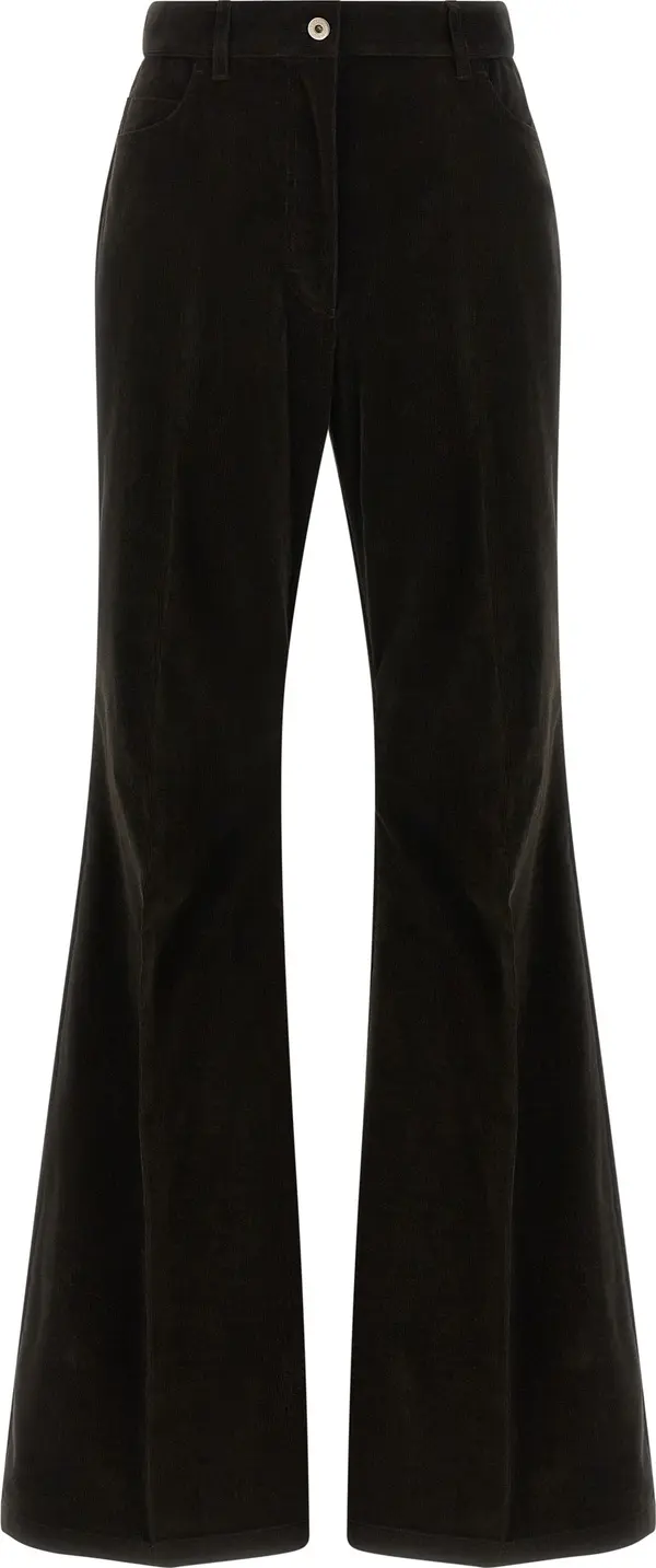 Brown Cotton Flared Pants