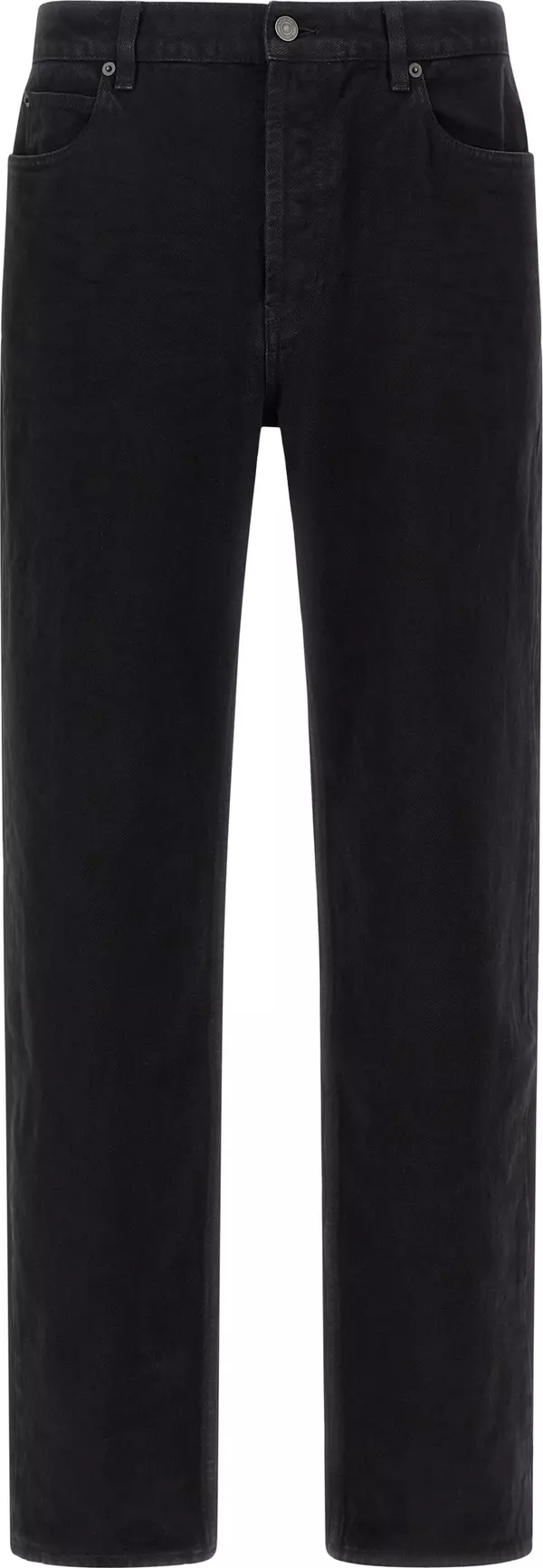 Black Cotton Straight-Leg Jeans