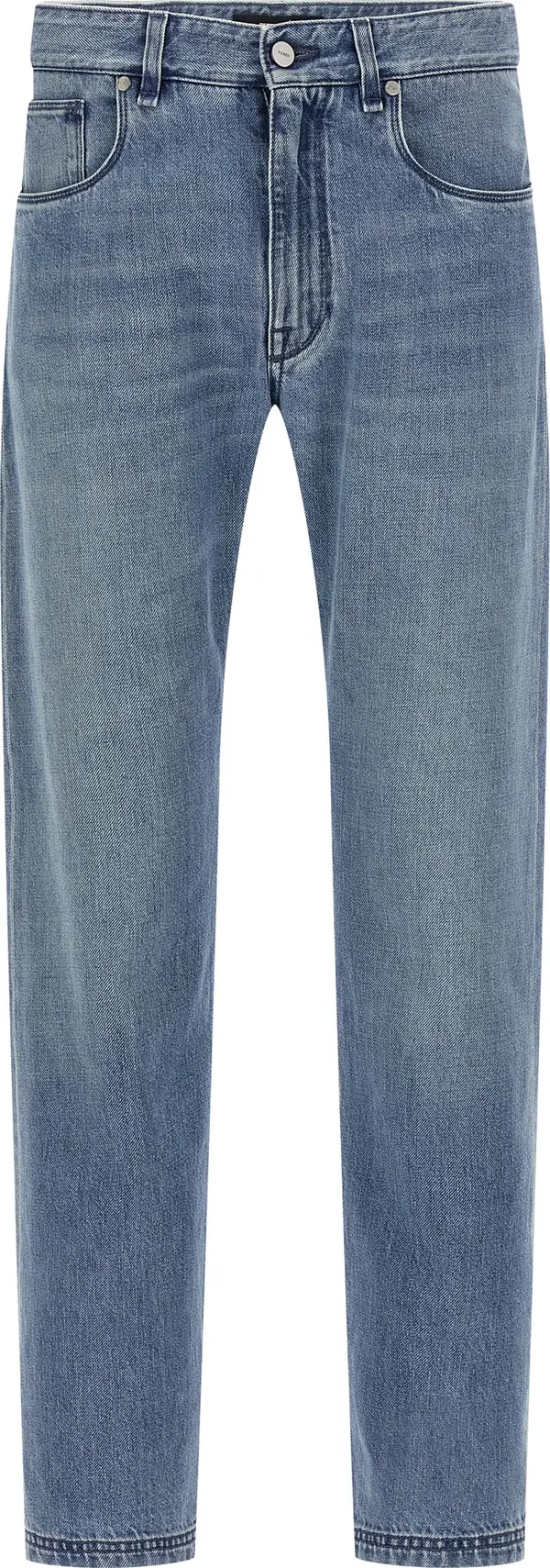 Blue Cotton Straight-Leg Jeans