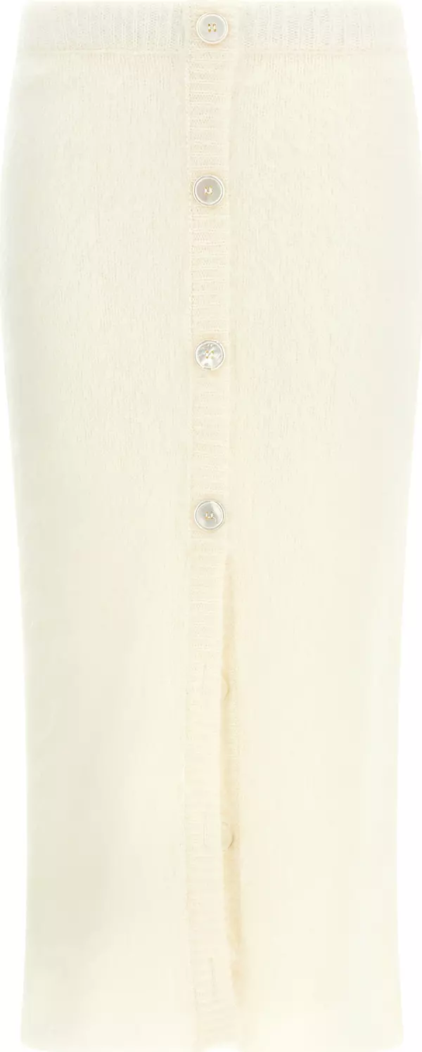 White Other Fibres Midi Skirt
