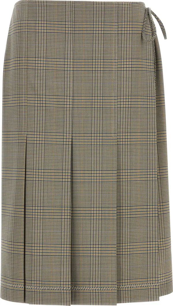 Gray Polyester Midi Skirt