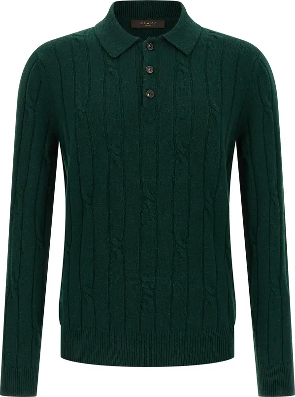 Bicolor Virgin Wool Polo Shirt