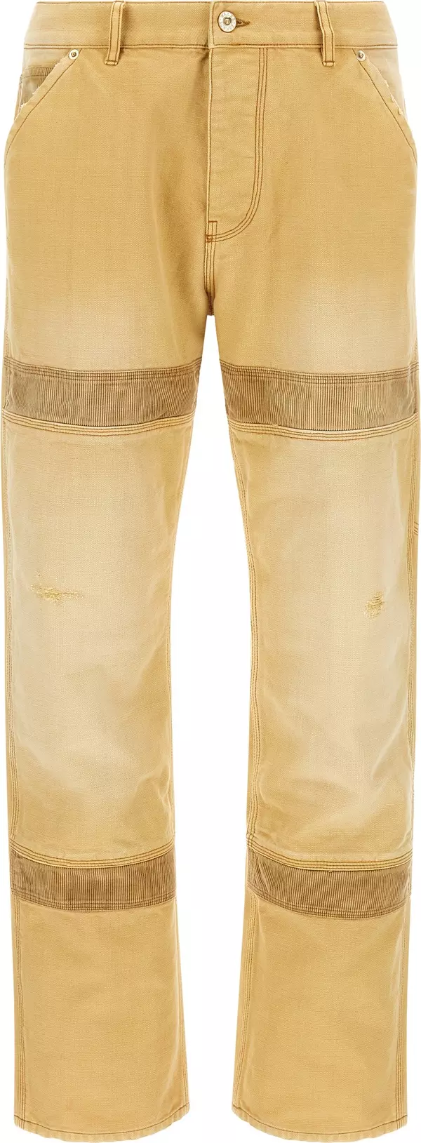 Beige Cotton Casual Pants