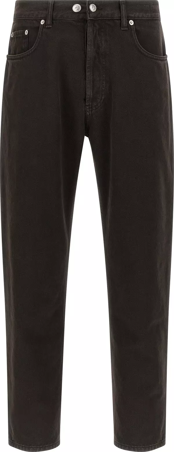 Black Cotton Tapered Jeans