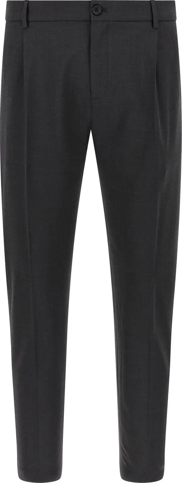 Gray Virgin Wool Cropped Pants