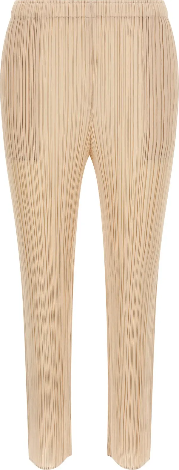 Beige Polyester Casual Pants