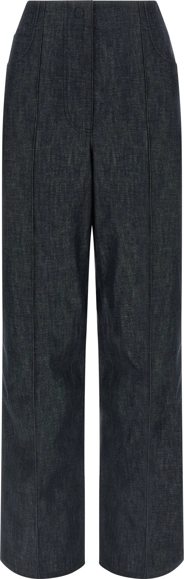 Blue Cotton High-Waisted Jean