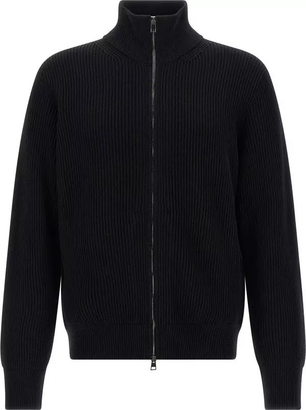 Black Merino Wool Cardigan