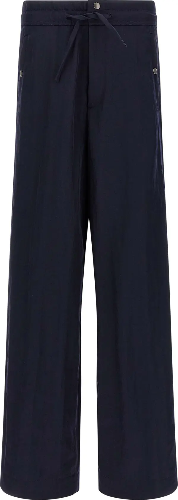 Blue Nylon Casual Pants