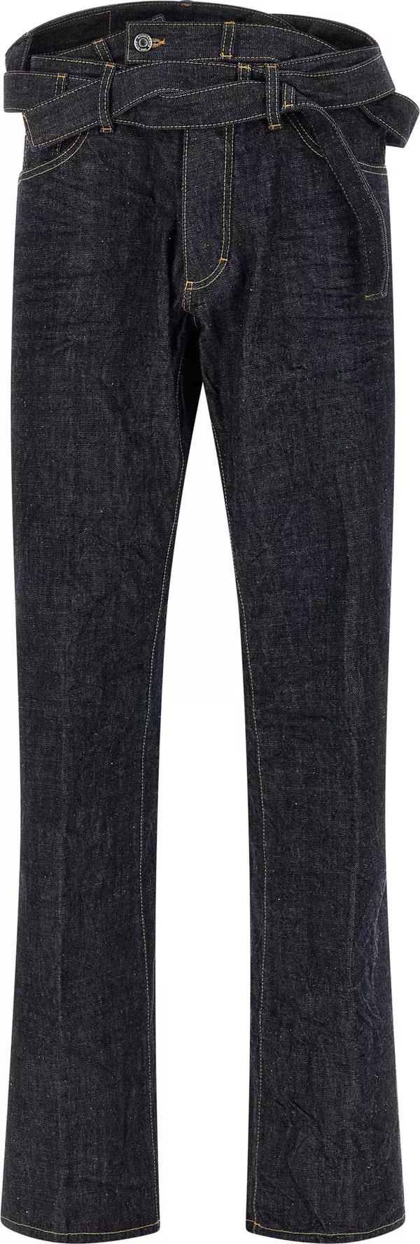 Blue Cotton Straight-Leg Jeans