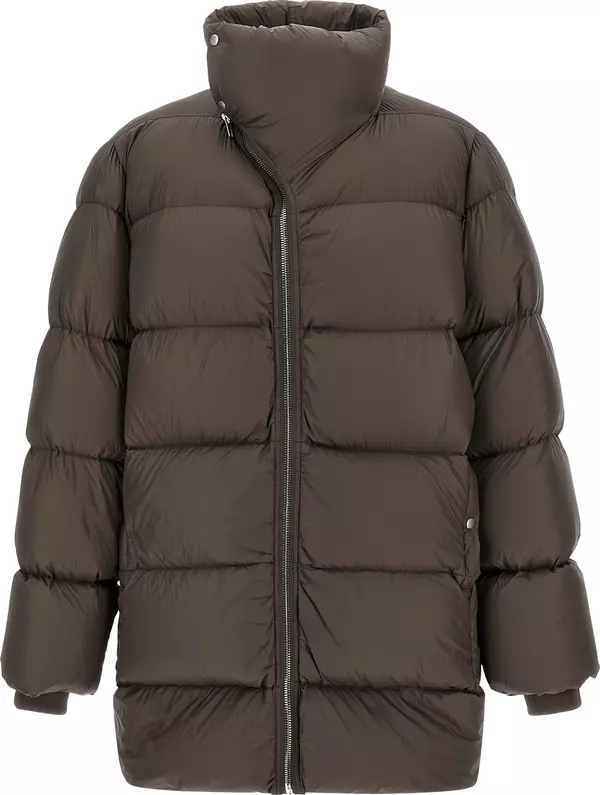 Brown Nylon Full-Length Jacket