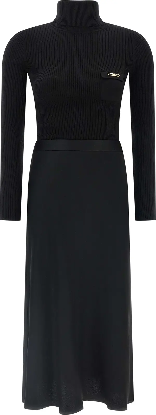 Black Lycra Midi Dress
