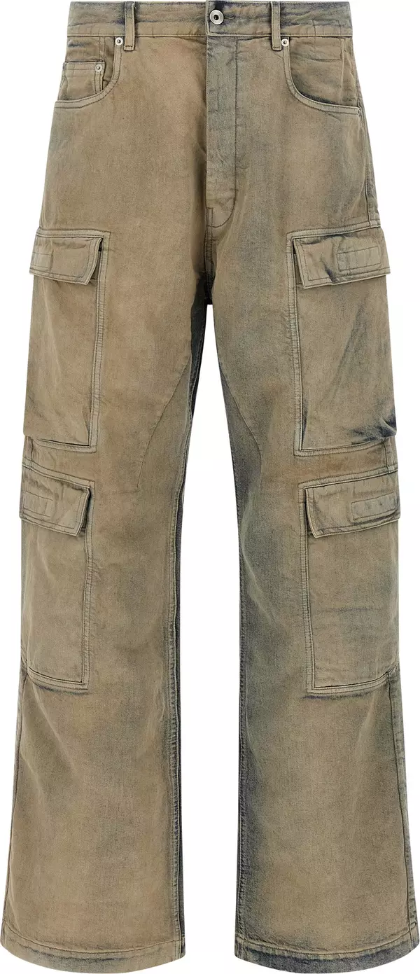 Beige Cotton Cargo Pants