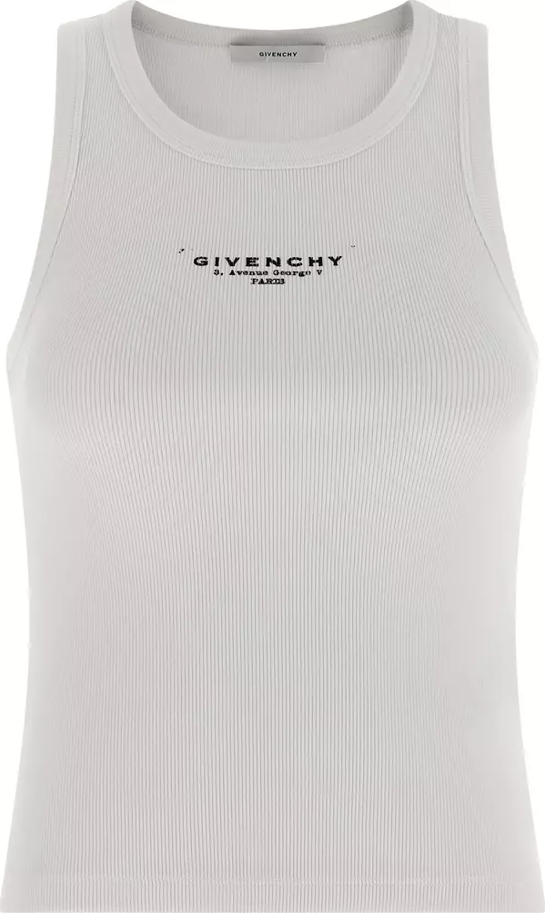White Cotton Sleeveles T-Shirt
