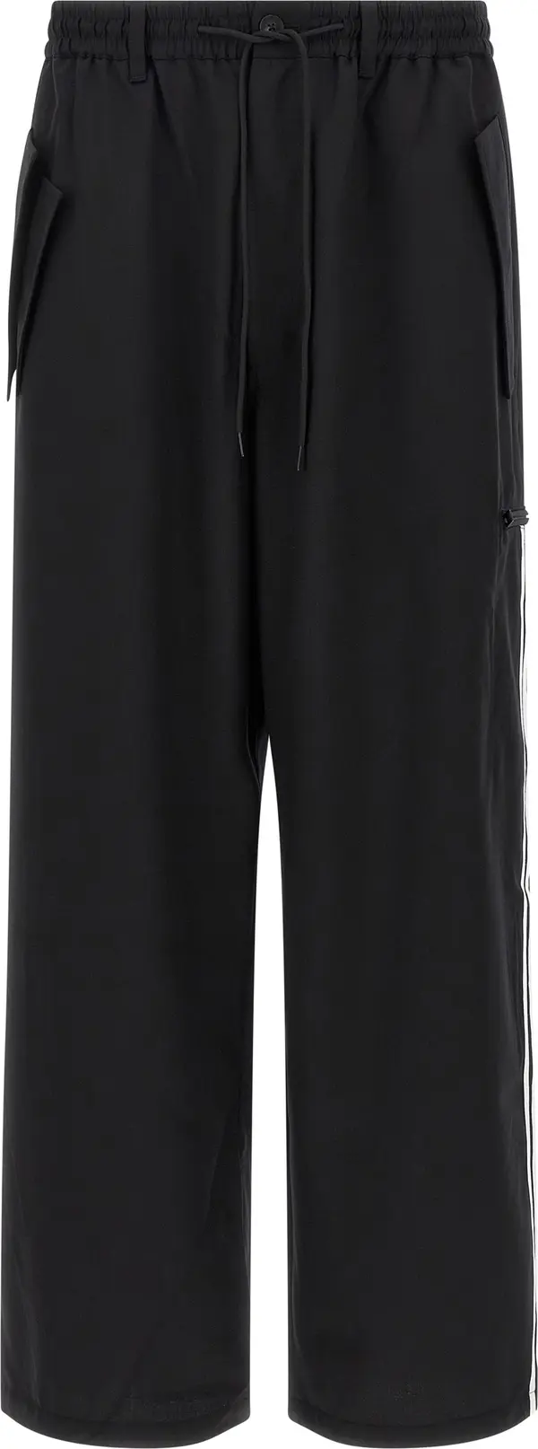 Black Polyester Casual Pants