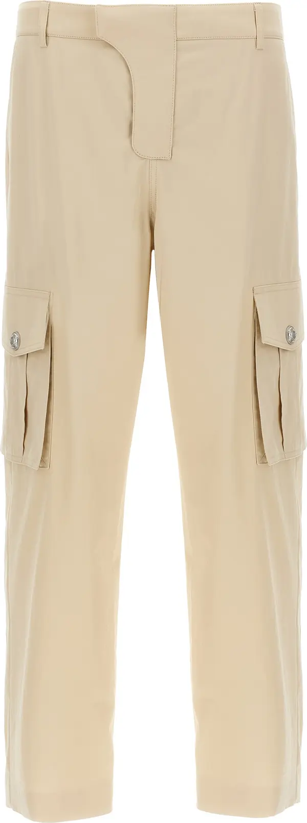 Beige Cotton Cargo Pants