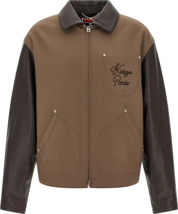 Brown Virgin Wool Leather Jacket
