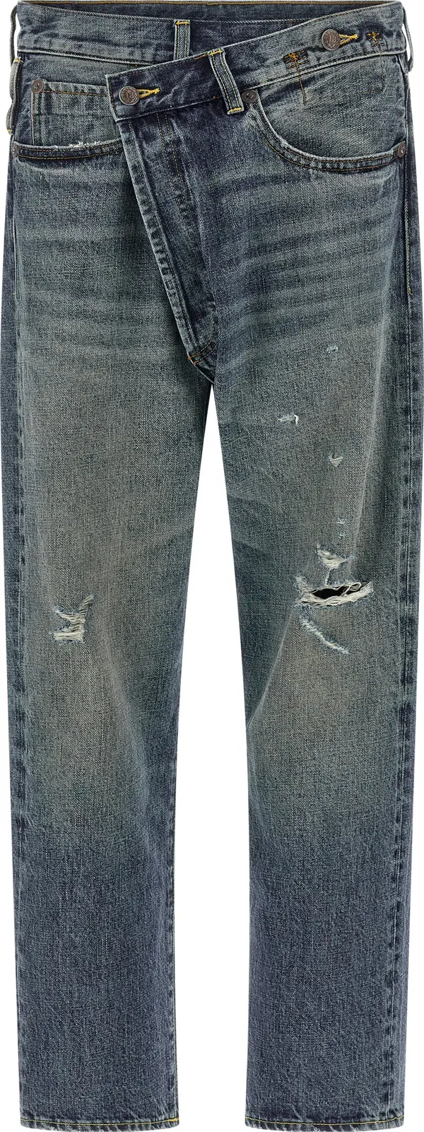 Blue Cotton Straight-Leg Jeans