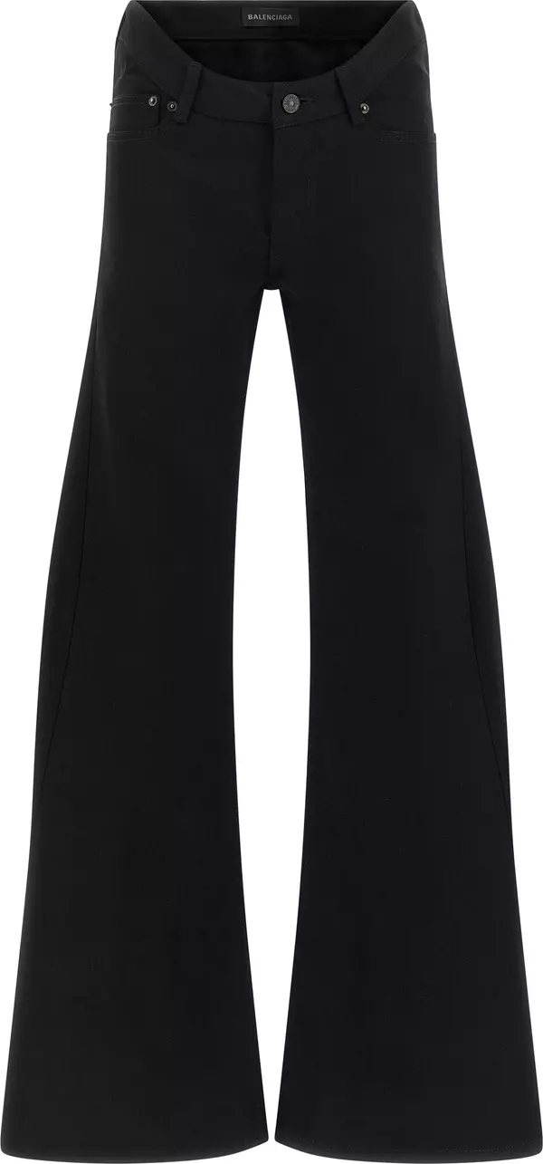 Black Cotton Flared Jeans