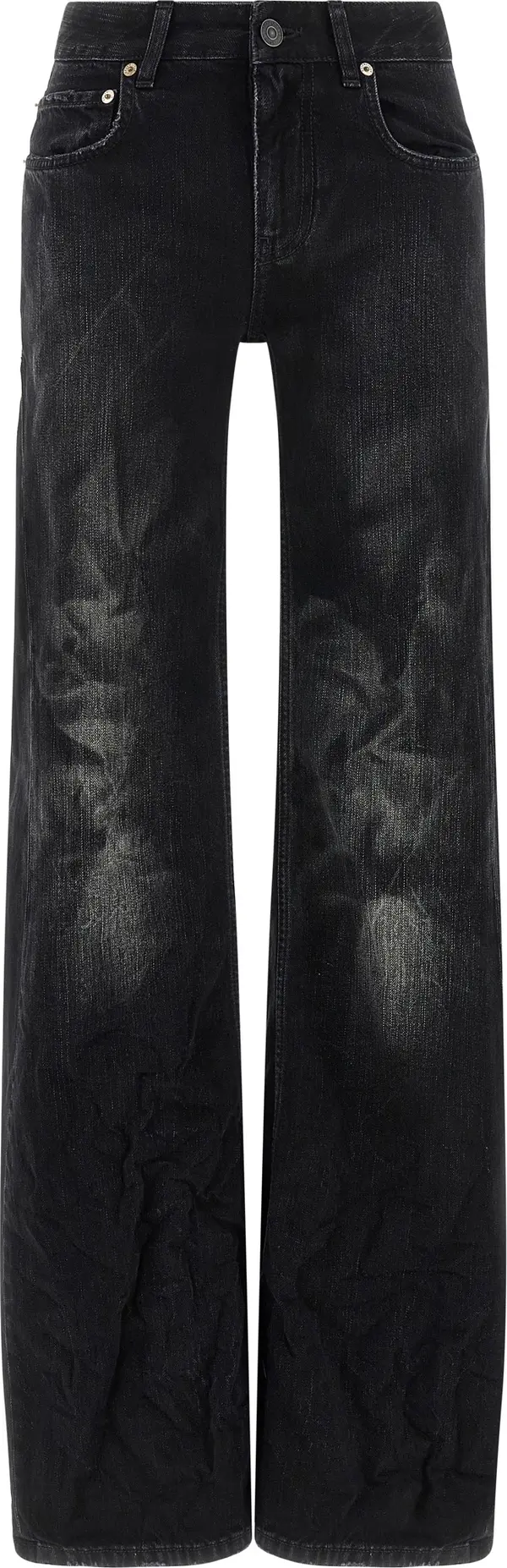 Black Cotton Flared Jeans