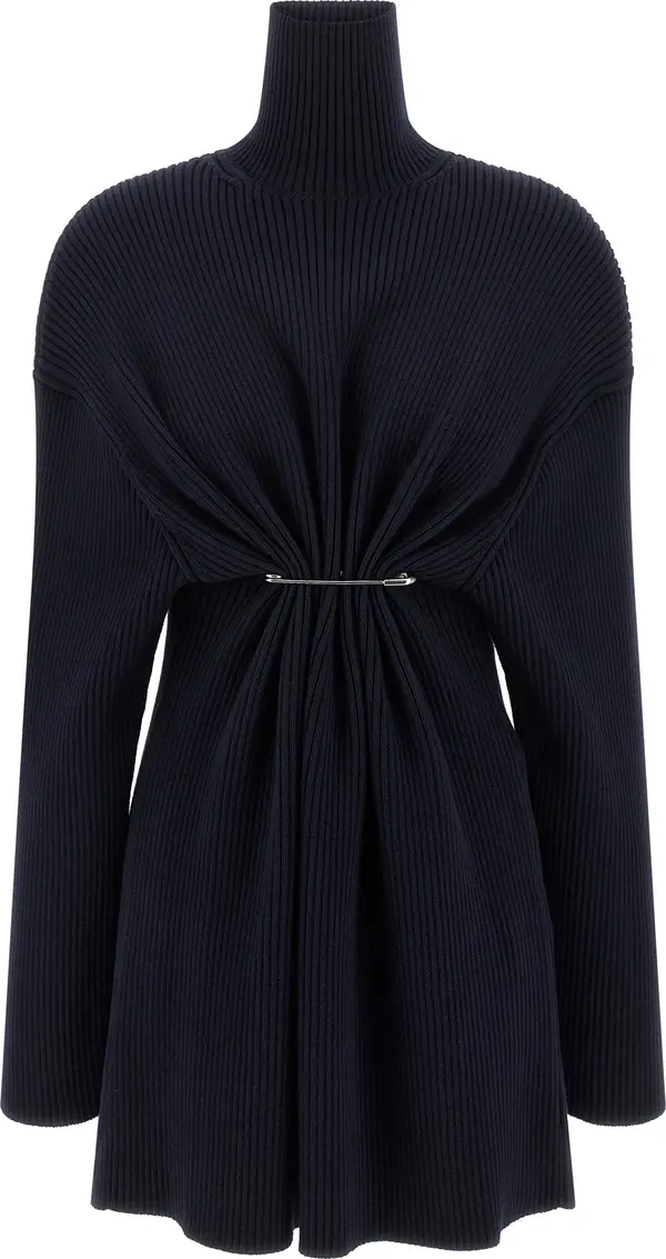 Blue Wool Short Dress