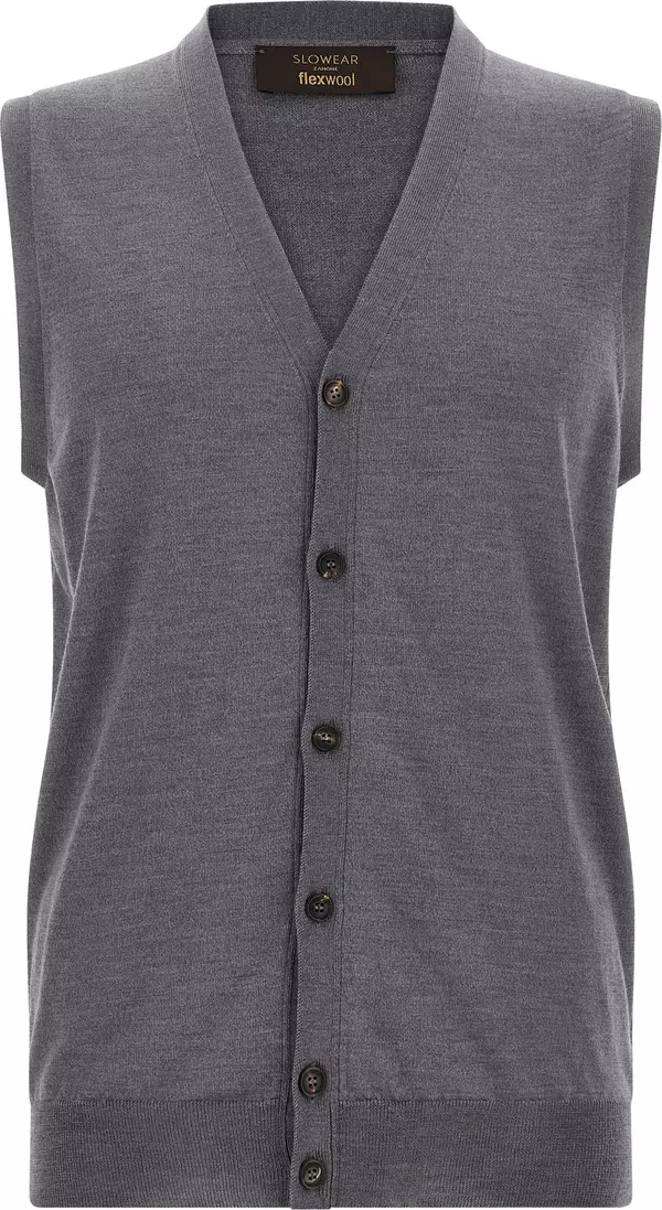 Gray Virgin Wool Sleeveles Sweater