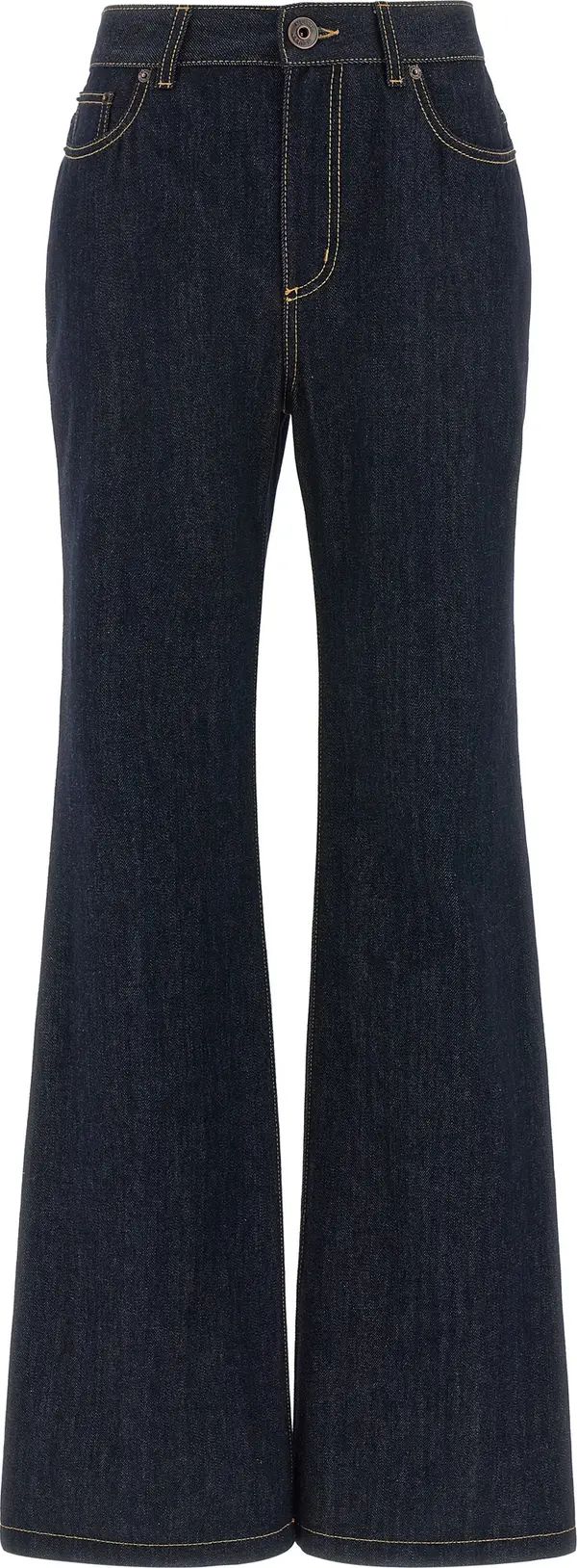 Blue Cotton Flared Jeans