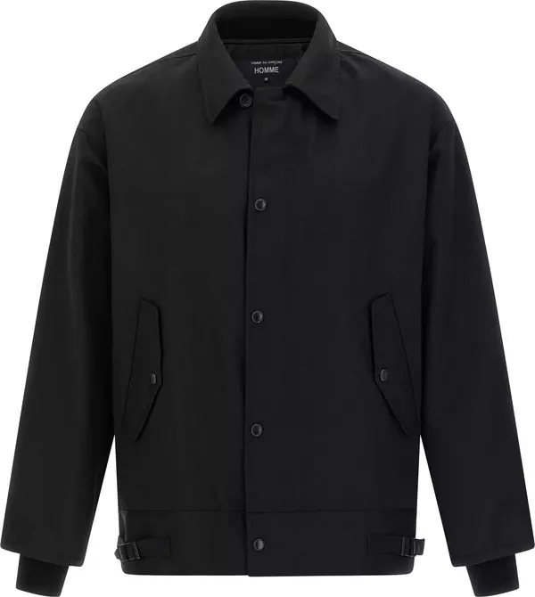 Black Polyester Full-Length Jacket