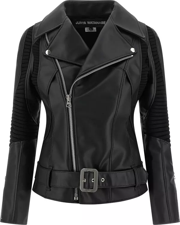 Black Artificial Leather Biker Jacket