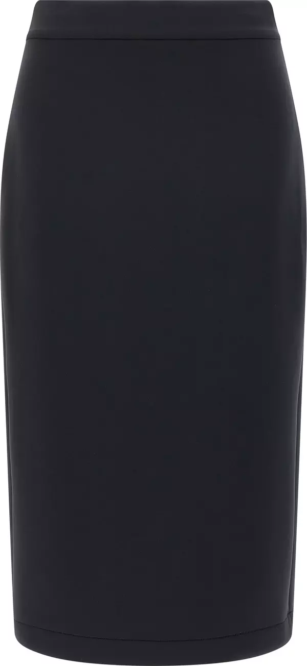 Black Polyester Midi Skirt