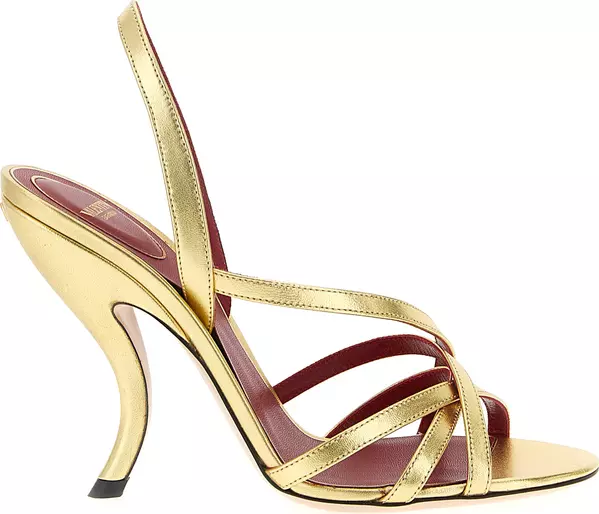 Gold Lambskin Stiletto Heel Sandals