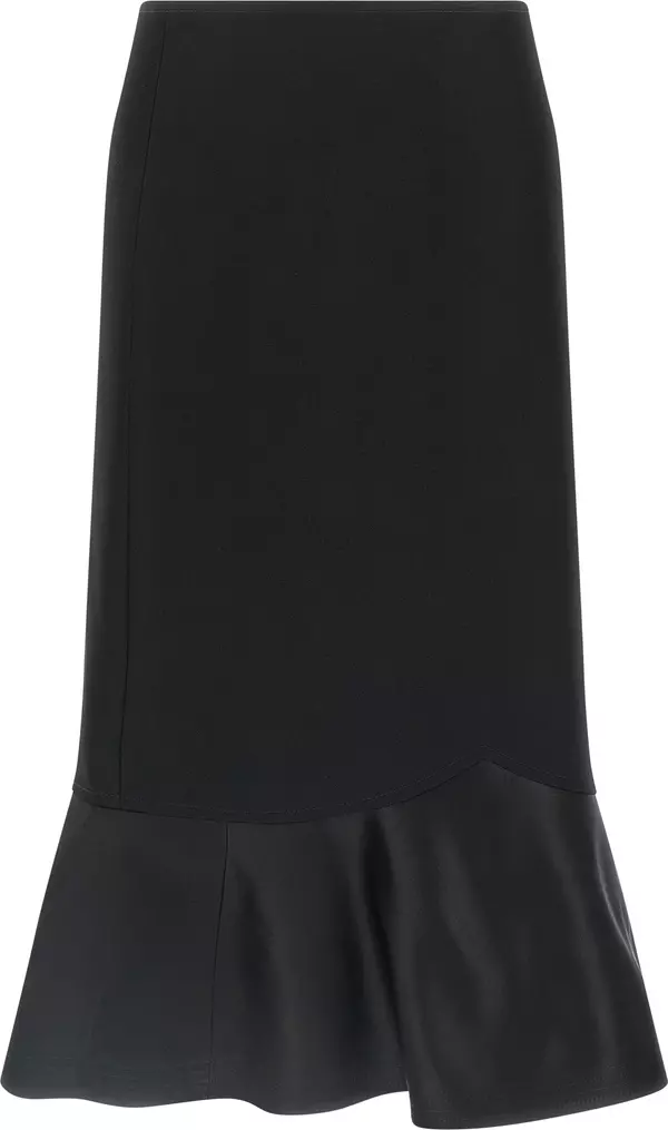 Black Virgin Wool Midi Skirt
