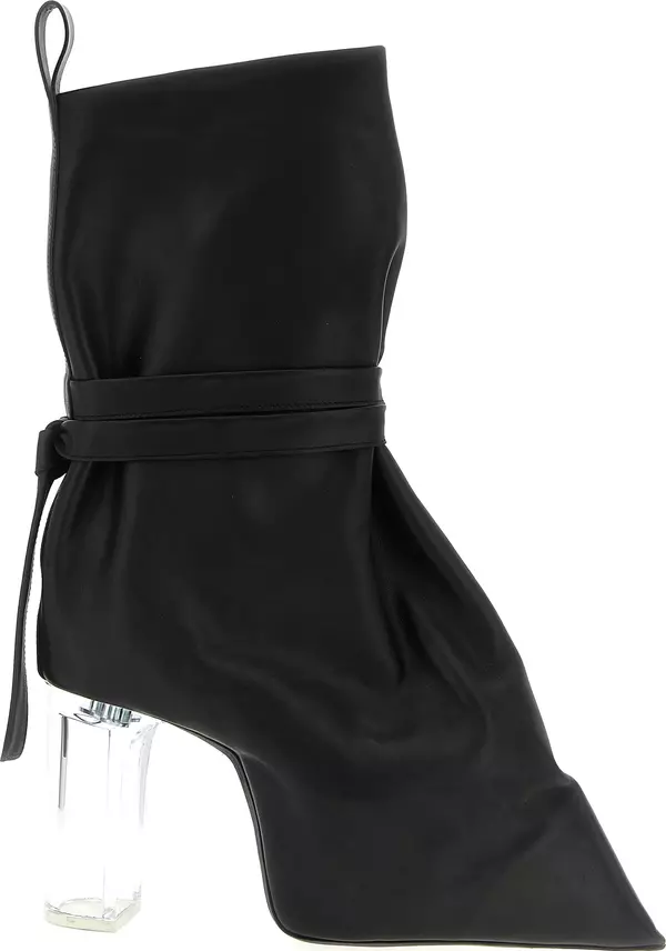 Black Cowhide Ankle Boots