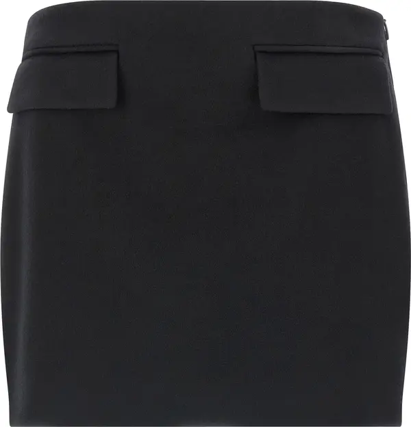 Black Virgin Wool Long Skirt