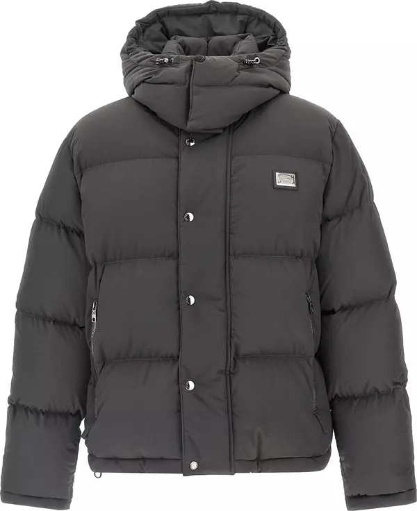 Gray Polyamide Full-Length Jacket