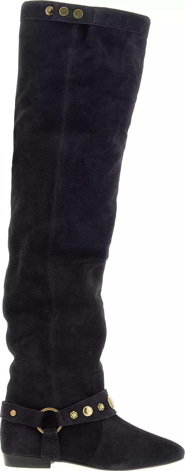 Black Calfskin Over The Knee
