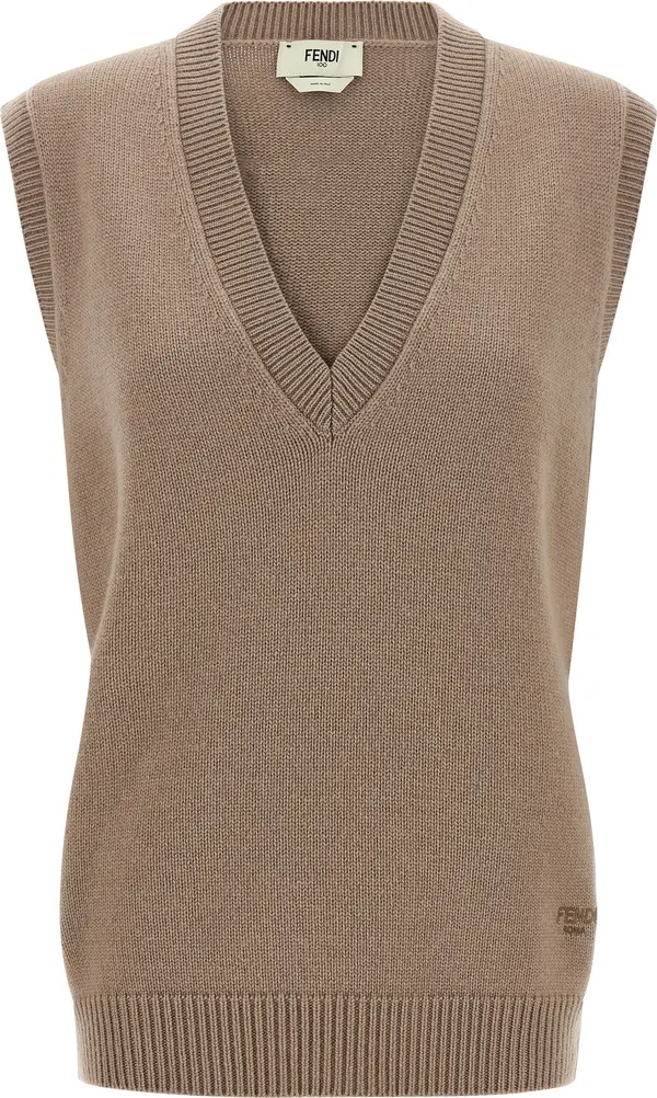 Beige Cashmere Sleeveless Jacket