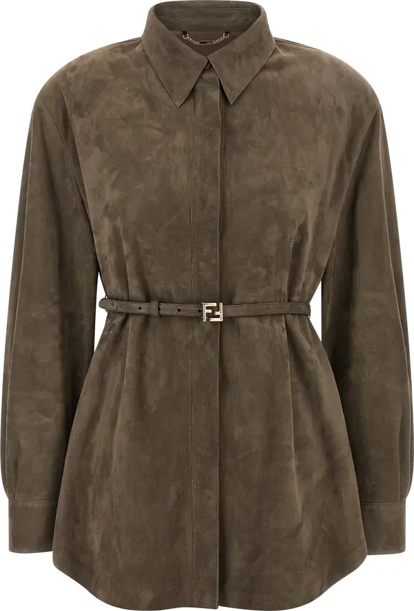 Gray Lamb Leather Blouse