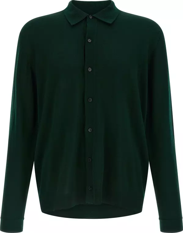 Bicolor Merino Wool Cardigan