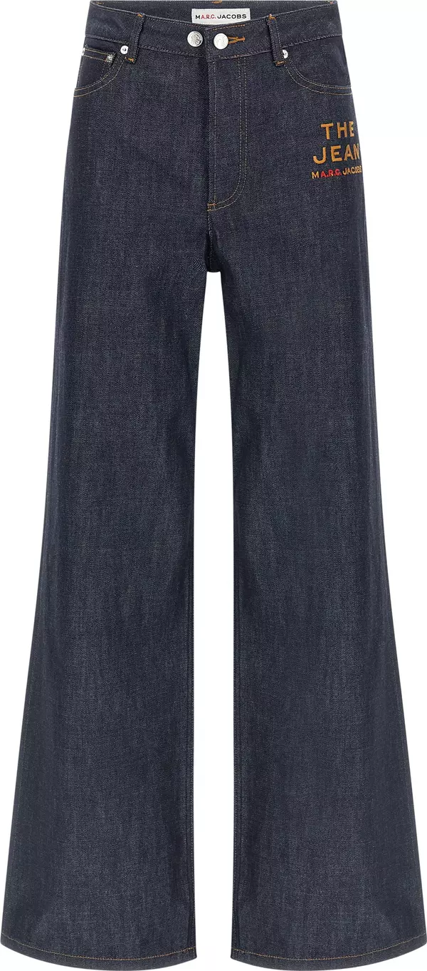 Blue Cotton Straight-Leg Jeans