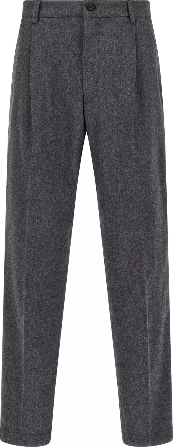 Gray Wool Casual Pants