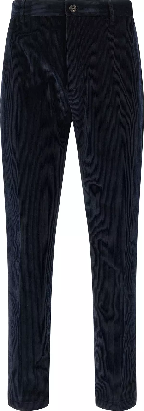 Blue Cotton Casual Pants