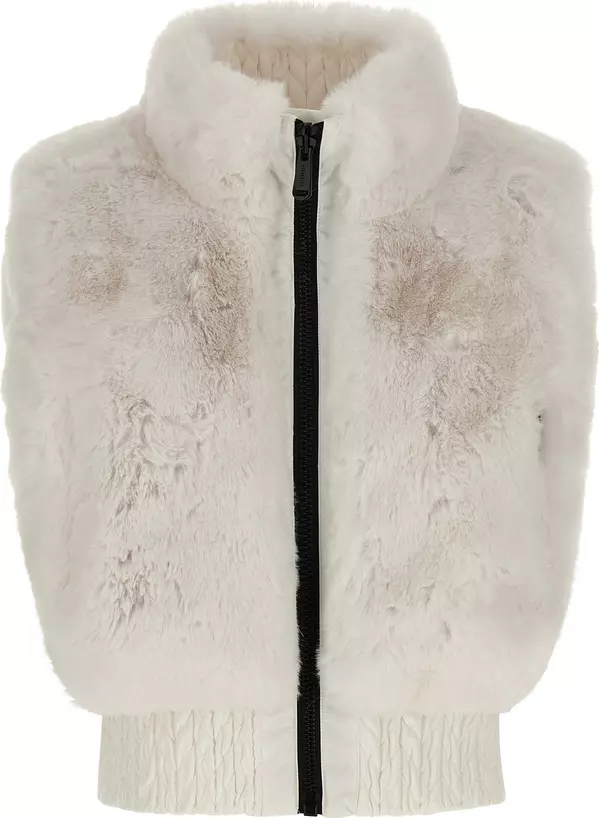 White Polyester Sleeveless Jacket