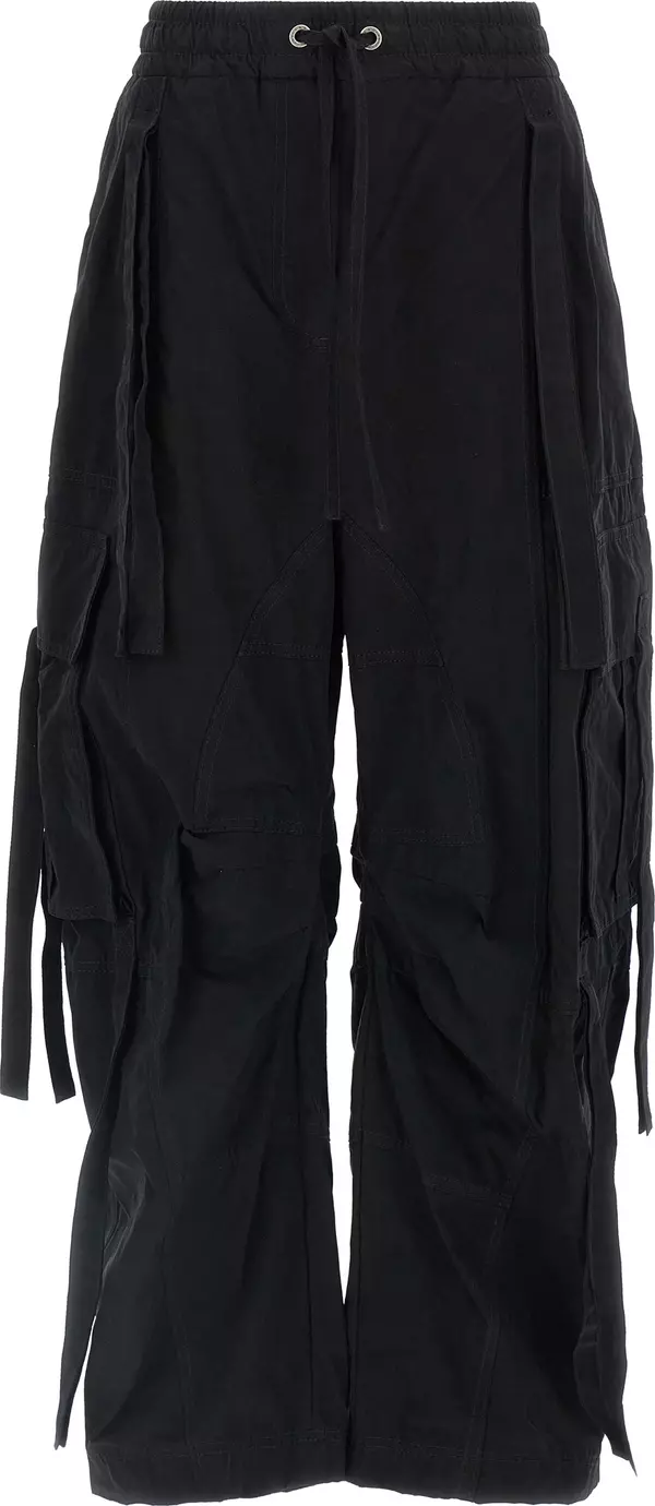 Black Cotton Cargo Pants