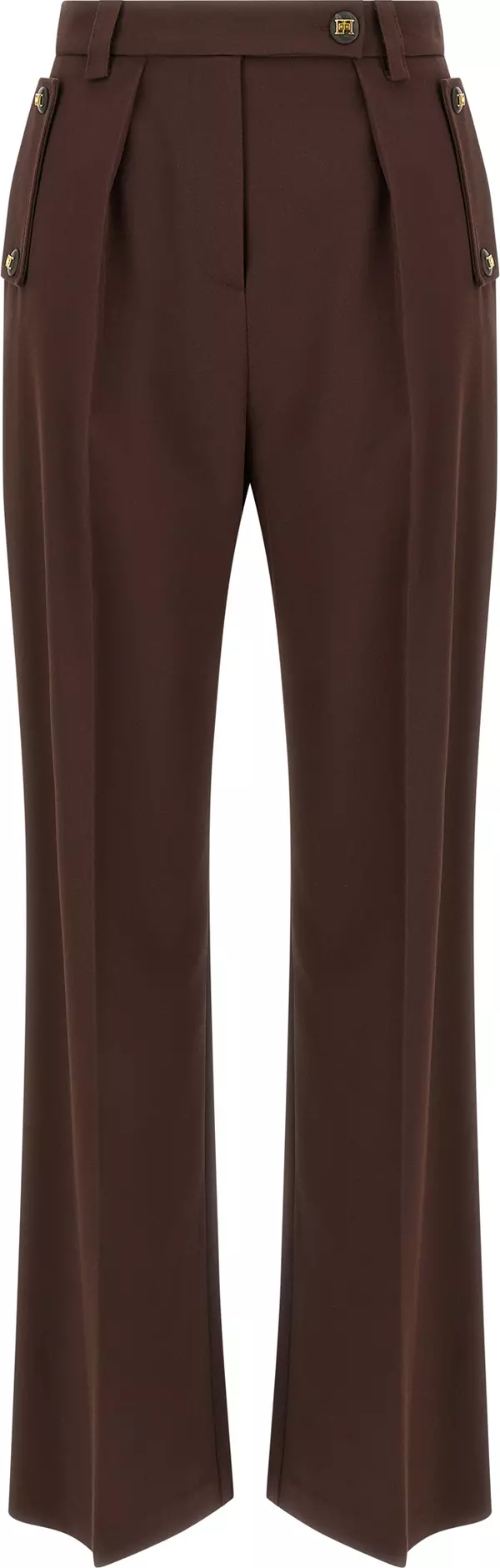 Brown Polyester Casual Pants